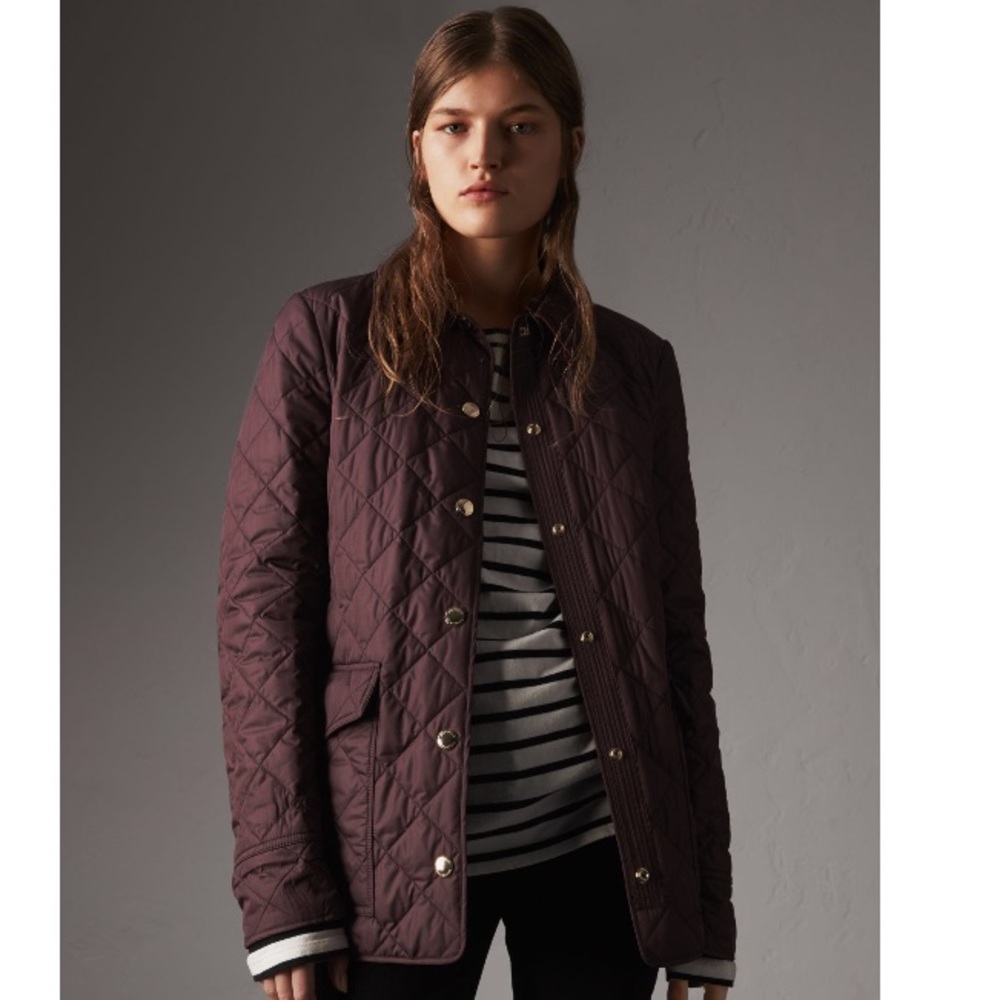 NWOT Burberry Diamond Quilted Check Detail Jacket